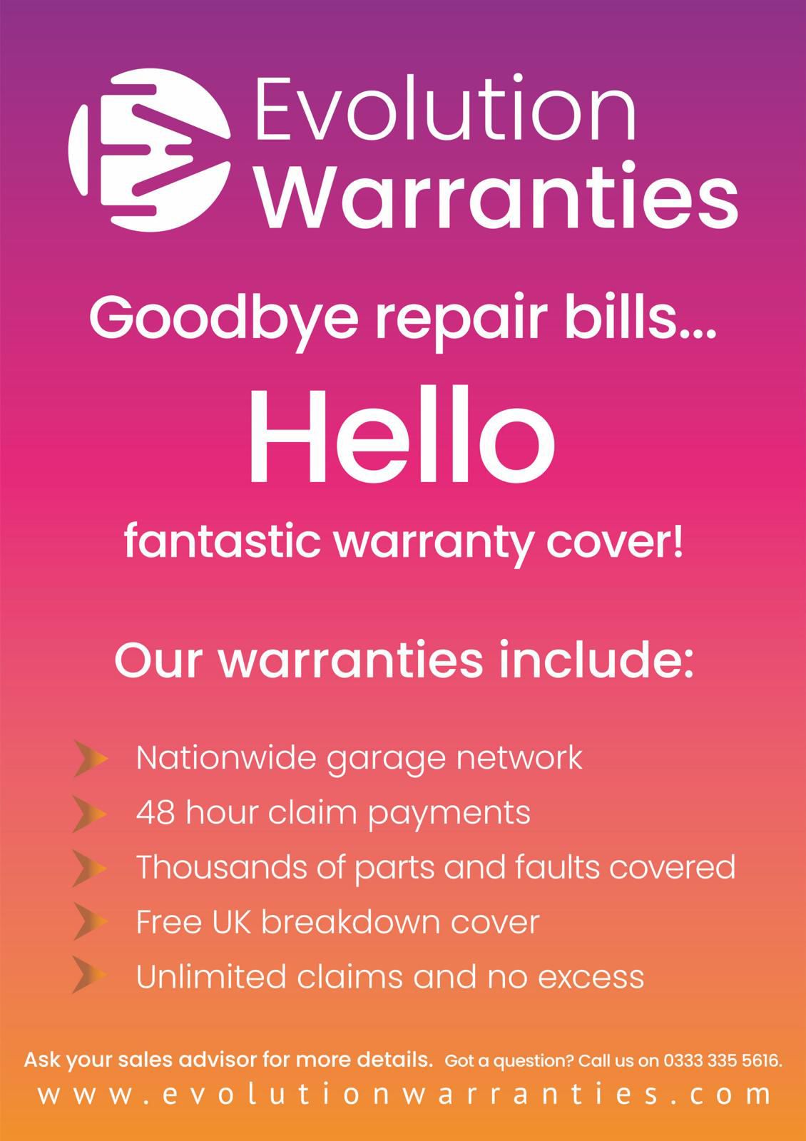 We are proud to offer Warranty